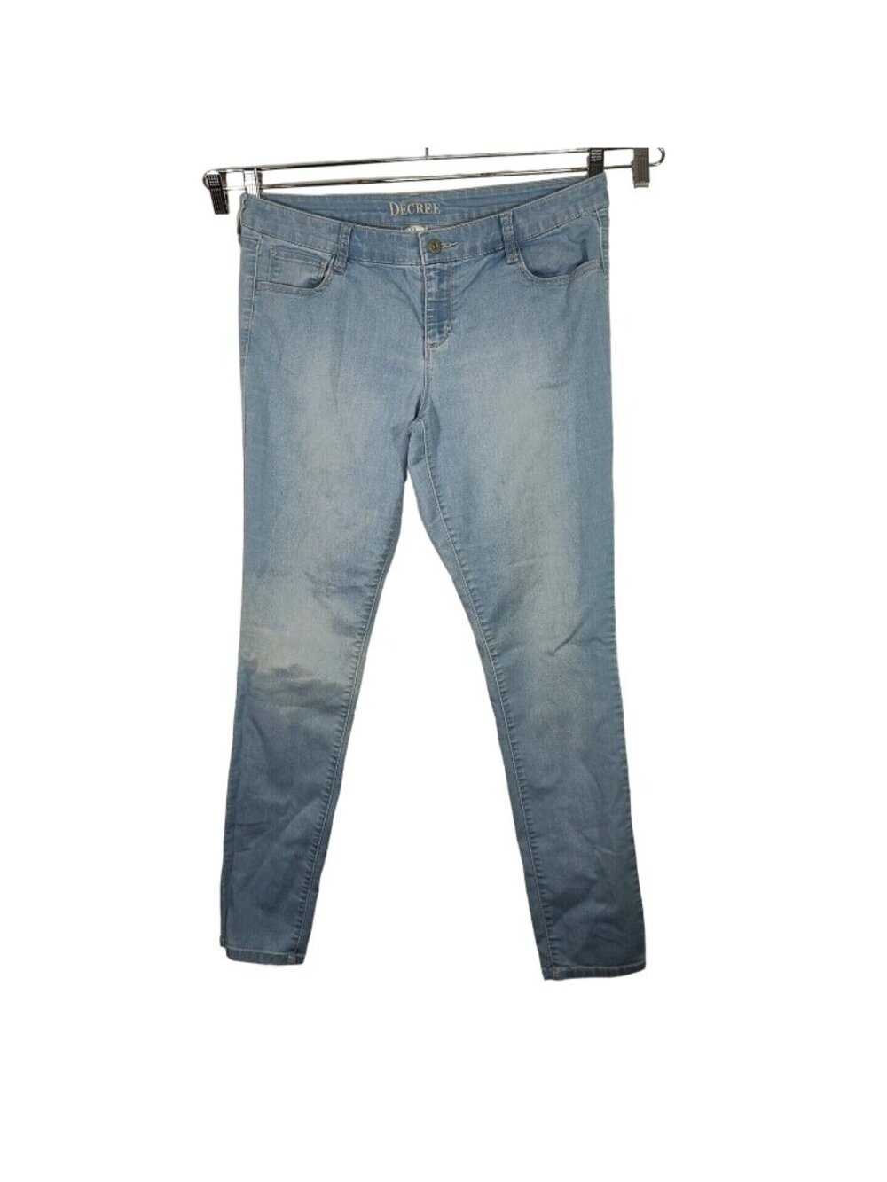 Decree Blue Skinny Jeans Juniors Size 13 Light Wash Blue Denim Zipper Fly